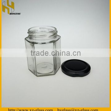 Screw Sealing Type Hexagon 180ml Honey Glass Jar