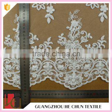 HC-5893-1 Hechun Pearl Beading Crocheted Wholesale Bridal Lace Fabric for Wedding Dress 2016 photo-6