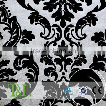 Flock wall paper balck Shanghai wallpaper