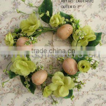 Hot Sale 7" Artificial Polyster Rose with Eggs Easter Wreath