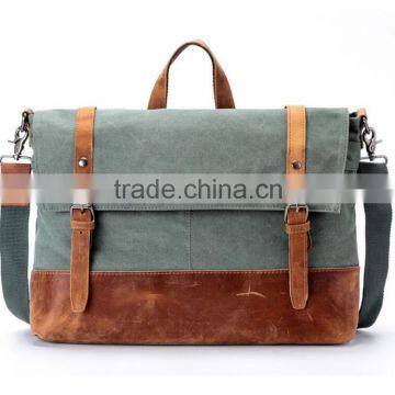 custom high quality waxed canvas messenger bag with leather trim                        
                                                                                Supplier's Choice