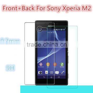 Front+Back Premium 0.3mm Tempered Glass Screen Protector For Sony Xperia M2