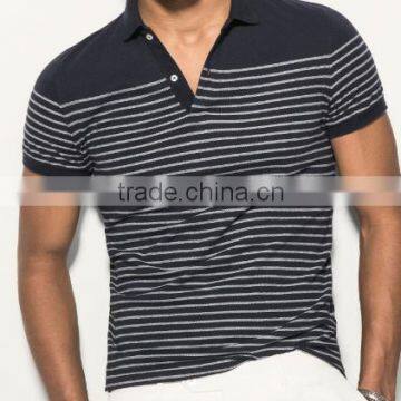 Men's Casual Sport High quality 100% Cotton Stripes POLO T Shirts