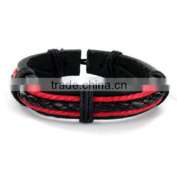 West Coast Jewelry Black and Red Braided Leather Fashion Bracelet Vners Ninghuiarts