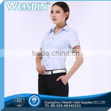 casual shirts solid color polyester/cotton retailing ladies shirts