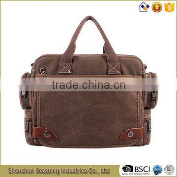 High Quality Canvas Business Handbag With Real Leather Trim photo-3