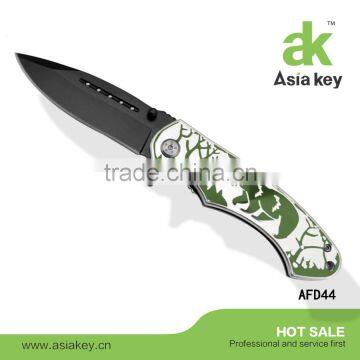 Camping Scenic folding knife with Black Blade & bear logo aluminum handle