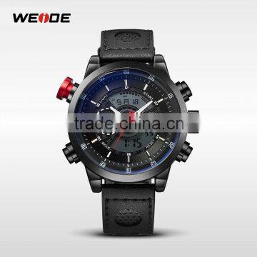 WEIDE Men Large Display Watch Genuine Fashion Leather Watches With 30 Meters Water Resistant
