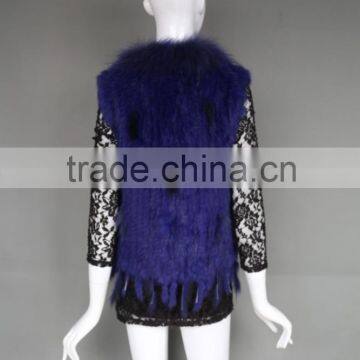 Rabbit Hooded Fur Cape /Shawl With Tassels for Ladies