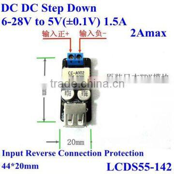 Cell phone pcb board 6-28v to 5v dc buck converter 1.5A , 9v to 5v, 24v to 5v USB mobile charger board for Iphone,Android ,etc