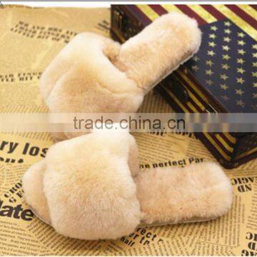 Real Rex Rabbit Fur Shoes Wholesale Women Slippers