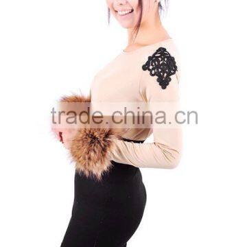 Fashion Girls Genuine Raccoon Fur Cuff for Wrist Arm Warmer photo-6