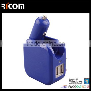 Patented home and car charger with 2 usb,Travel AC Charger Power Adapter-UC311-Shenzhen Ricom