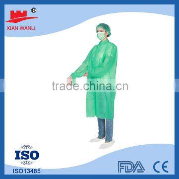 disposable green lab coat with elastic cuff