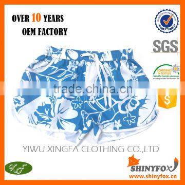 Blue And White Flower Printed 4 Way Stretch Wholesale For Sportswear Beach Shorts