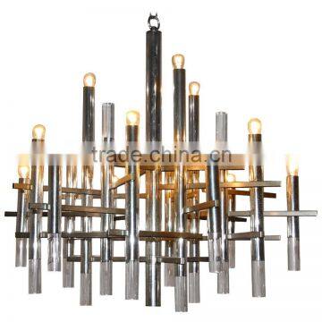 0520-79 stained glass chandelier shades rattan plastic drops Nickel plated metal structure with 15 light fittings.