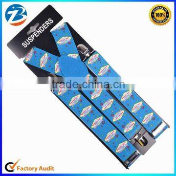 New Designs Cheap Price Printed Braces Mens and Womens Suspenders