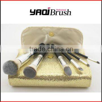 Golden cosmetic bag 6 pcs makeup brush kit