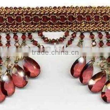 Wave-like Acrylic Beaded Fabric Tassel Fringe Trim