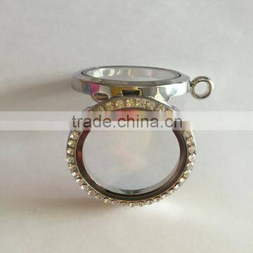 Round Diamond Floating Memory Charm Locket Pendants