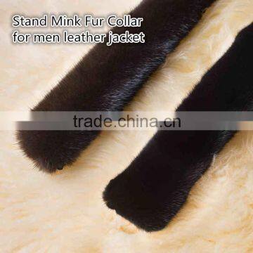 High Quality Dyed Grey Mink Stand Fur Collar for Mens Winter Coat