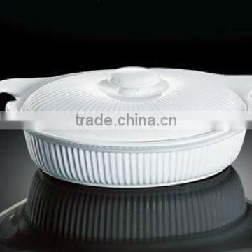 hot sell oval ceramic tureen w.lid w.line H7991