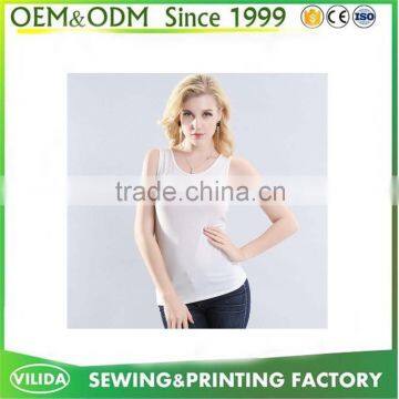 Ladies Sexy Silk Cotton Tank Tops Fashion Vest T-Shirt Custom Breathable White Tank Tops
