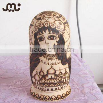 Wholesale handmade 7 inners unfinished wooden matryoshka