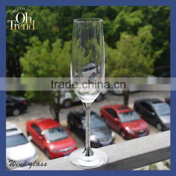 Custom creative fashion personality round goblet wine glass silver leaf glass for party wendding