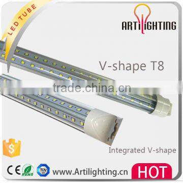 High lumen 4ft/5ft/6ft/8ft v shape t8 led tube light