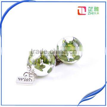 20mm clear transparent dried flower resin ball with wish pendant necklace accessory
