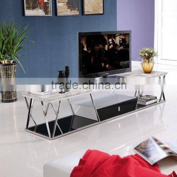 TV stand with marble top and glass