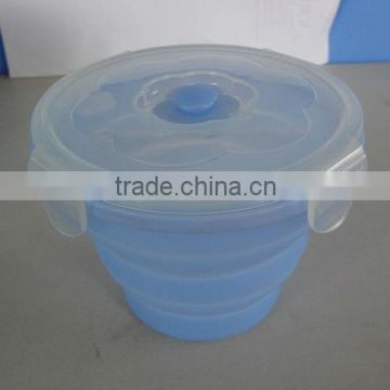 High quality food grade collapsible silicone round lunch box