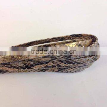 Flat Nappa Leather cords -Real Nappa Leather Flat-10MM-snake style-Vintage Gold