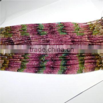 Natural Multi Tourmaline Roundel Faceted Beads Lines