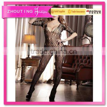 CK2061 sexy jacquard net hollow out bodystocking for slimming