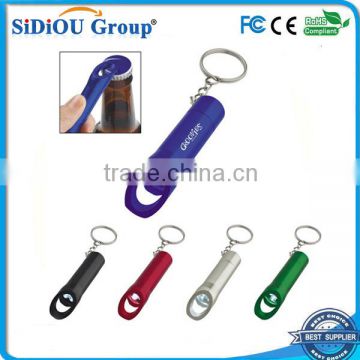 custom metal bottle opener mini led flashlight keychain