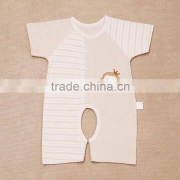 New Design summer natural colored cotton short sleeve baby cotton clothes