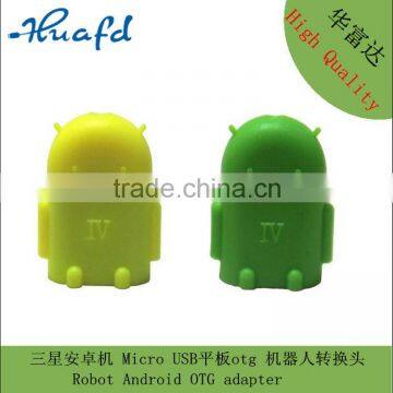 mini size android robot micro usb OTG adapter for smartphone