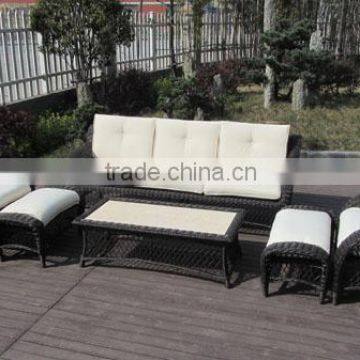 6Pcs Round Rattan Sofa Set Garden photo-6