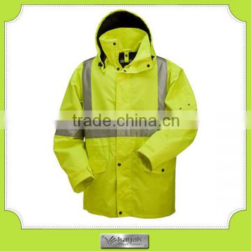 custom water-proof wind-proof hooded oxford yellow security jacket