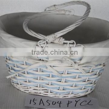 wicker storage basket; wooden basket