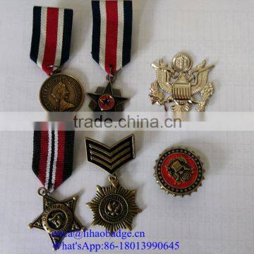 high quality and luxury design enamel metal medals and trophies , Custom ribbon cheap medals for award