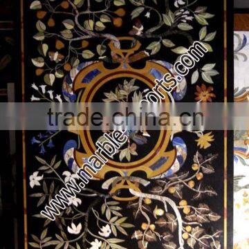 Black Rectangle Marble Inlay Table Top, Marble inlay Center Tables