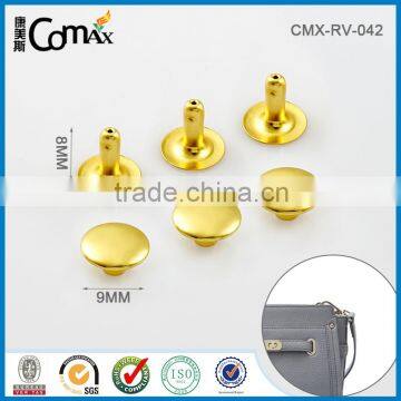 Gold nut double cap metal rivet for leather bag and furniture