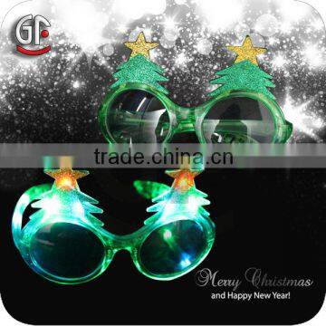 Christmas Party Decoration Christmas Tree Shaped Flashing Led Sunglasses