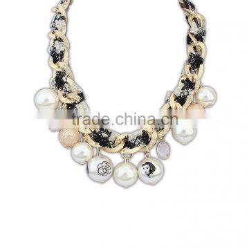 2014 chunky fashion necklaces with beads ,pearl necklace strands(AM-A1053)