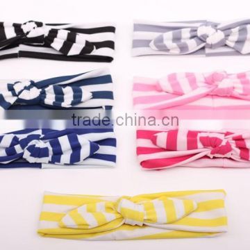 Hot sale colorful striped bowknot girl hairband headband, baby headband wholesale