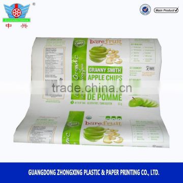 plastic laminated packaging sealing film roll for apple chips