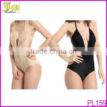 Cheap 2014 Sexy Push Up Padded Halter Monokini One Piece Tassel Bikini Swimsuit Swimwear